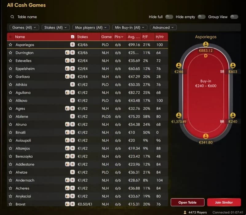 Champion Poker lobby screenshot