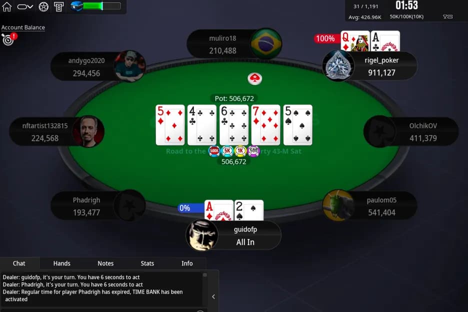 PokerStars lobby screenshot