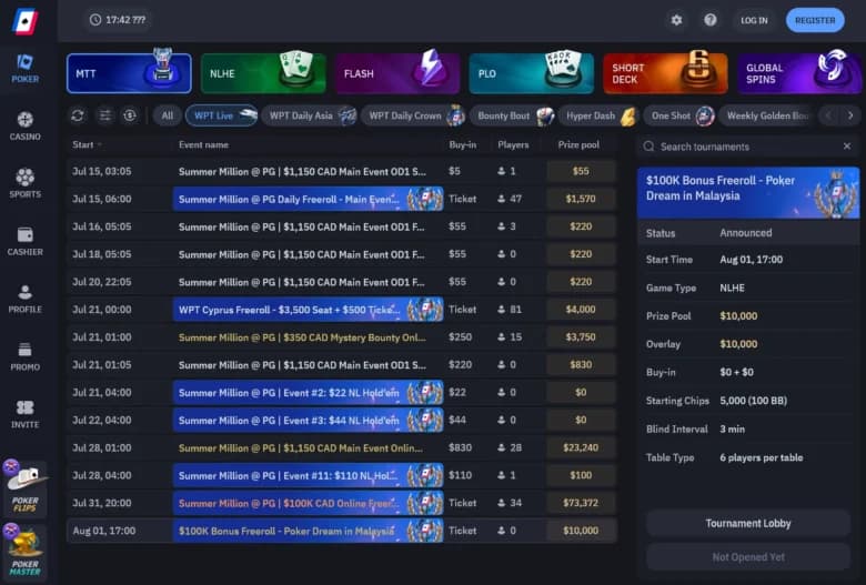 WPT Global lobby screenshot